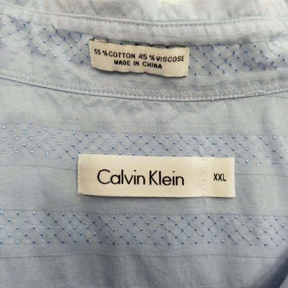 Calvin Klein Blue Button Down Short Sleeve Shirt - Picture 3 of 4